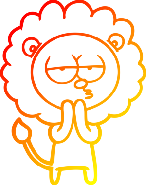 Bir insan tarafından çizilmiş bir karikatür aslanının sıcak çizgi çizimi