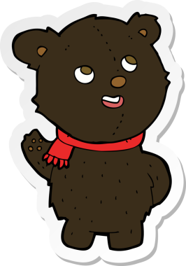 Bir insan tarafından çizilmiş şirin siyah ayı yavrusunun çıkartması.