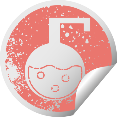 Bir insan tarafından çizilmiş bilimsel bir deneyin sıkıntılı dairesel soyma etiketi.