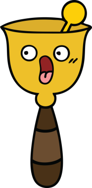 Bir insan tarafından çizilmiş sevimli bir okul çanı karikatürü.