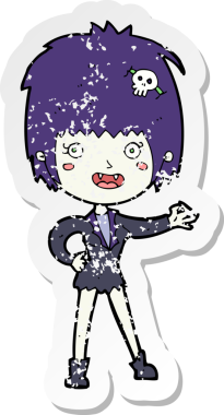 Bir insan tarafından çizilmiş vampir bir kızın gerilimli çıkartması.