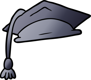 Bir insan tarafından çizilmiş çizgi film mezuniyet şapkası.