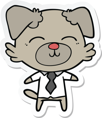 Bir insan tarafından çizilmiş karikatür köpek müdürünün çıkartması.