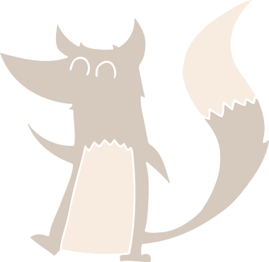 Bir insan tarafından çizilmiş küçük kurdun düz renk çizimi