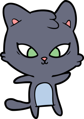 Bir insan tarafından çizilmiş sevimli çizgi film kedisi.