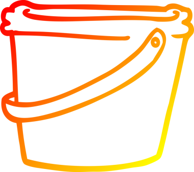 Bir insan tarafından çizilen çizgi film kovasının sıcak gradyan çizimi