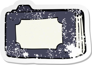 Bir insan tarafından çizilmiş bir çizgi film iş klasörünün gerilimli retro yapıştırması