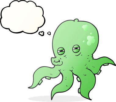 Bir insan tarafından çizilmiş serbest çizim baloncuk ahtapot.