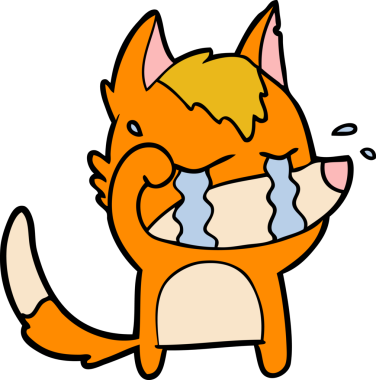 Bir insan tarafından çizilmiş üzgün küçük tilki çizgi film karakteri.