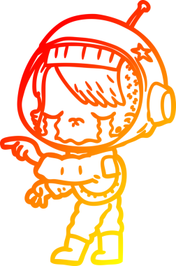 Bir insan tarafından çizilmiş, ağlayan astronot bir kızın sıcak çizgi çizimi