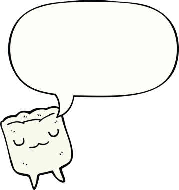 Bir insan tarafından çizilmiş konuşma balonlu çizgi film dişleri.