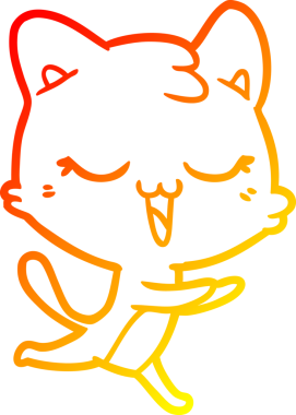 Bir insan tarafından çizilmiş mutlu çizgi film kedisinin sıcak çizgi çizgisi.