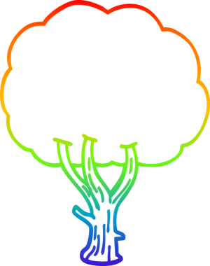 Gökkuşağı gradyan çizgi çizimi Bir insan tarafından çizilen çiçek açan bir ağaç