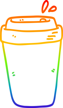 gökkuşağı gradyan çizgi çizimi bir insan tarafından çizilmiş bir kahve fincanı