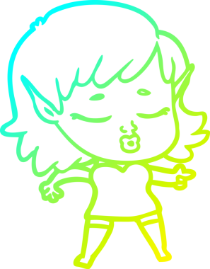 Bir insan tarafından çizilmiş güzel bir elf kızı çizimi.