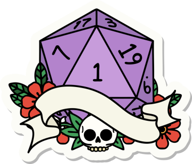 Bir insan tarafından çizilmiş doğal bir d20 zar etiketi.