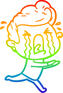 Bir insan tarafından çizilmiş ağlayan bir adamın çizdiği gökkuşağı gradyan çizgisi.