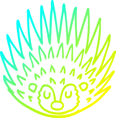 Bir insan tarafından çizilen sivri uçlu kirpinin soğuk gradyan çizimi.