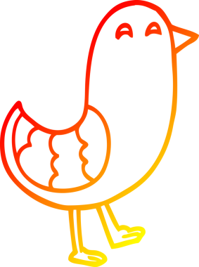 Bir insan tarafından çizilen mavi kuşun sıcak eğimli çizgi çizimi