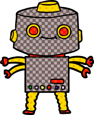 Bir insan tarafından çizilmiş çizgi film robotu