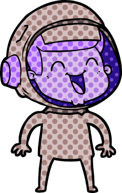 Bir insan tarafından çizilmiş mutlu astronot çizgi filmi.