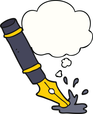 Bir insan tarafından çizilmiş düşünce baloncuklu dolmakalem.