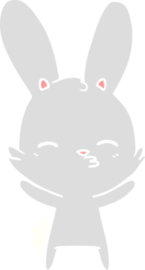 Bir insan tarafından çizilmiş tuhaf düz renkli tavşan.