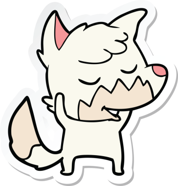 Bir insan tarafından çizilmiş dost canlısı bir tilkinin çıkartması.