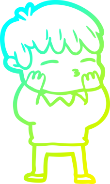 Bir çizgi film karakteri çizen soğuk gradyan bir insan tarafından çizilmiş meraklı çocuk.