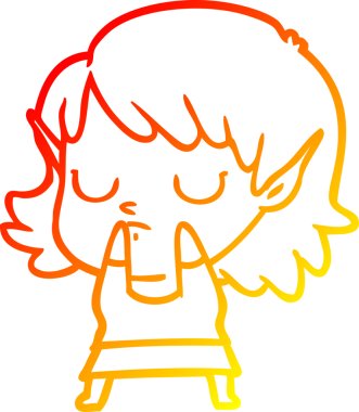 Bir insan tarafından çizilmiş çizgi film karakteri bir elf kızı çizimi