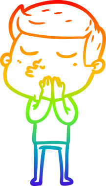 Gökkuşağı gradyan çizgi çizimi Bir insan tarafından çizilen çizgi film modeli adam