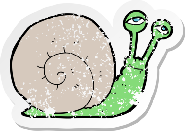 Bir insan tarafından çizilmiş bir salyangozun gerilmiş çıkartması.