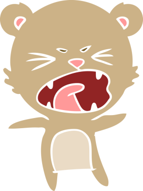 kızgın düz renkli çizgi film ayısı bir insan tarafından çizilmiş.