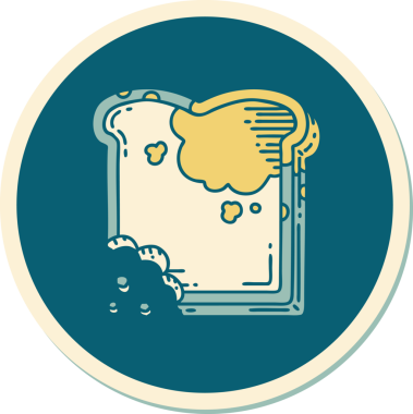 Bir insan tarafından çizilmiş geleneksel küflü ekmek stili dövme çıkartması.