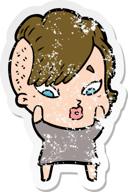 Bir insan tarafından çizilmiş üzgün bir karikatür çıkartması.