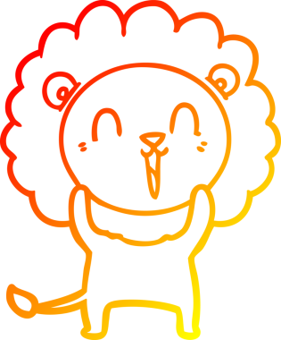 Bir insan tarafından çizilmiş gülen aslan karikatürü.