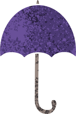 Bir insan tarafından çizilmiş açık şemsiyenin retro çizim tarzı karikatürü