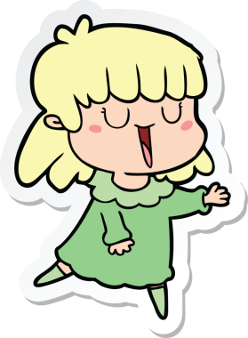 Bir insan tarafından çizilmiş bir karikatür kadının çıkartması.