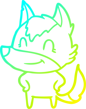 Bir insan tarafından çizilmiş dost canlısı bir kurt çizgi çizimi.