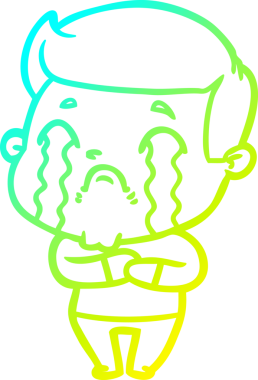 Bir insan tarafından çizilmiş ağlayan bir çizgi film karakteri çizimi.