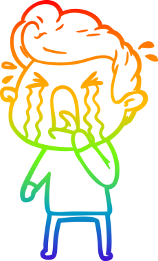 Bir insan tarafından çizilmiş ağlayan bir adamın çizdiği gökkuşağı gradyan çizgisi.