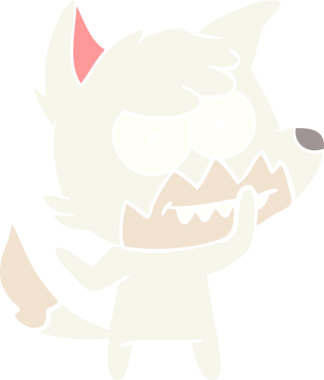 Bir insan tarafından çizilmiş düz renk çizgi film çizimi sırıtan tilki