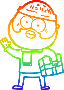 Gökkuşağı gradyan çizgi çizimi bir insan tarafından çizilmiş sakallı bir adamın çizimi