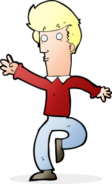 Bir insan tarafından çizilmiş çizgi film koşucusu.