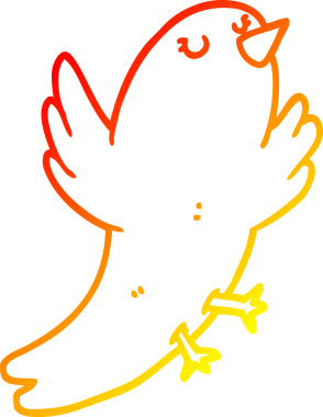 Bir insan tarafından çizilmiş çizgi film kuşunun sıcak gradyan çizimi