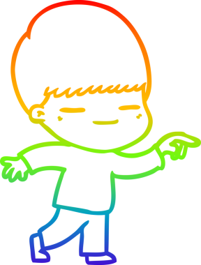 Gökkuşağı gradyan çizgi çizimi bir insan tarafından çizilmiş kendini beğenmiş bir çocuk.