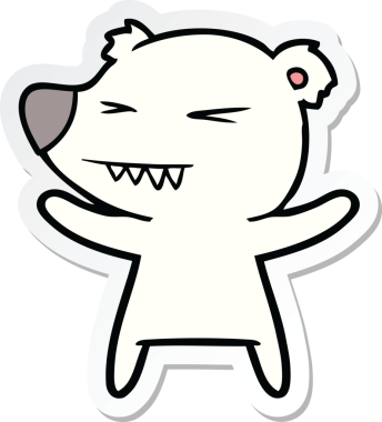 Bir insan tarafından çizilmiş kızgın bir kutup ayısının çıkartması.