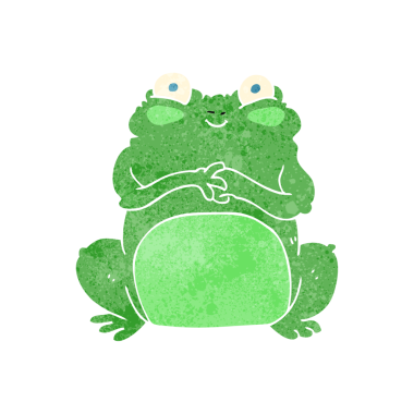 Bir insan tarafından çizilmiş komik kurbağa.