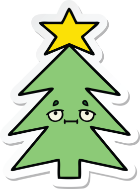 Bir insan tarafından çizilmiş şirin bir noel ağacının çıkartması.