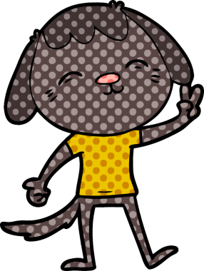 Bir insan tarafından çizilmiş mutlu çizgi film köpeği.